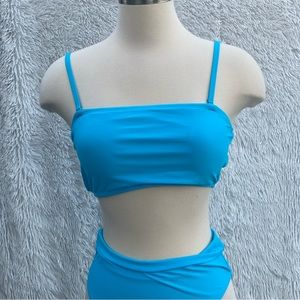 Better Style Two Piece Blue bikini set in Medium bottom high rise coverage
